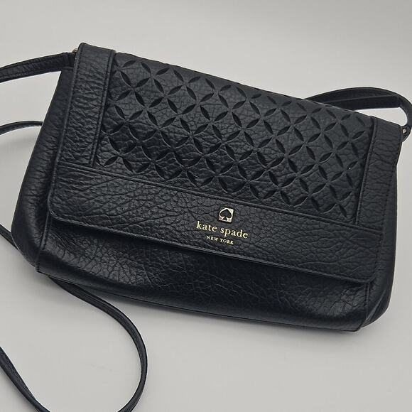kate spade Handbags - Kate Spade Perry Lane Greer Crossbody Black Pebbled Leather Bag Latice Laser Cut
